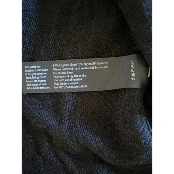 NEW Eileen Fisher Organic Linen Crepe Stretch Short Cardigan Black L/XL - Picture 7 of 12